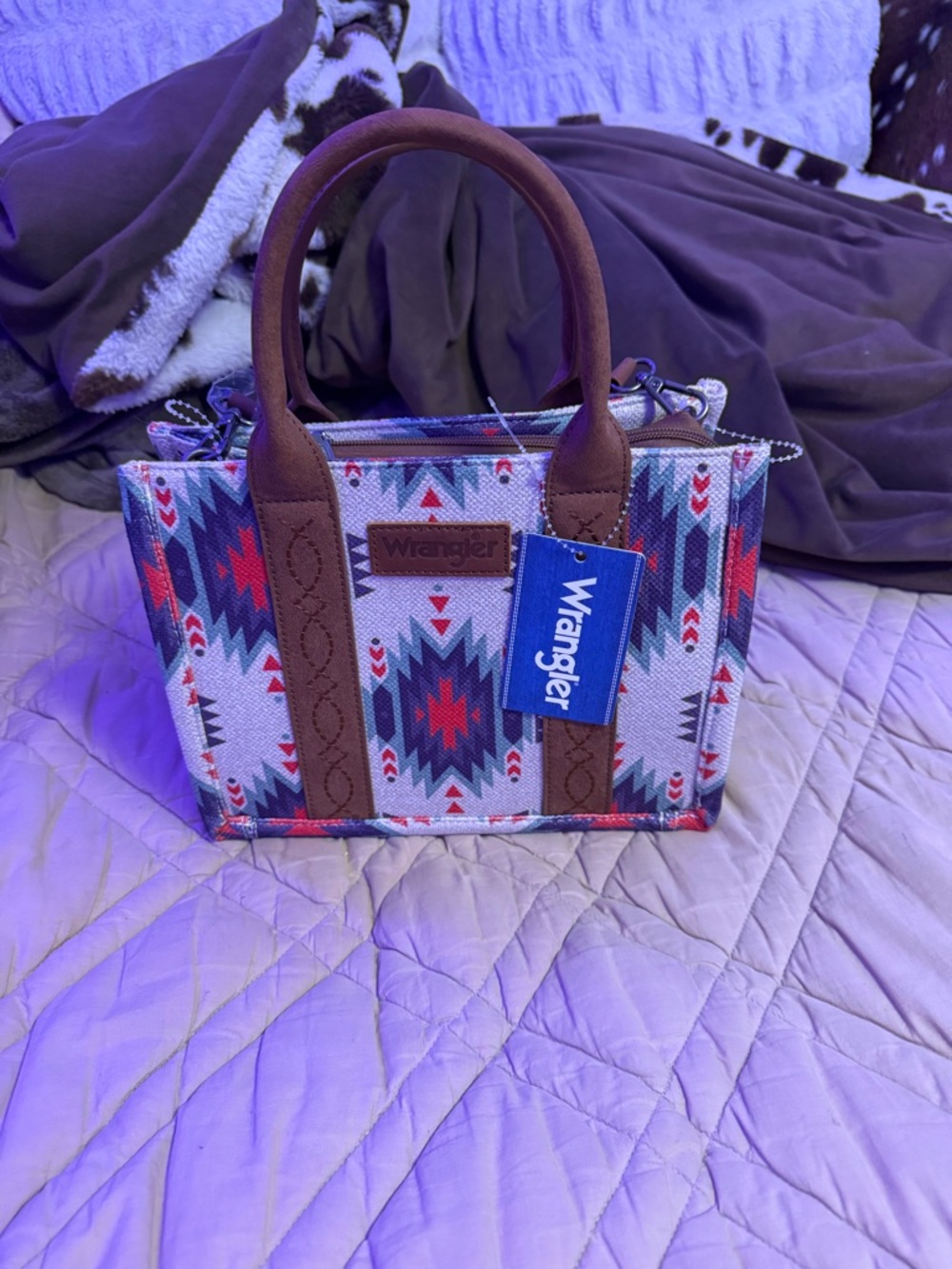 Wrangler Aztec Satchel with Red and Blue Accents